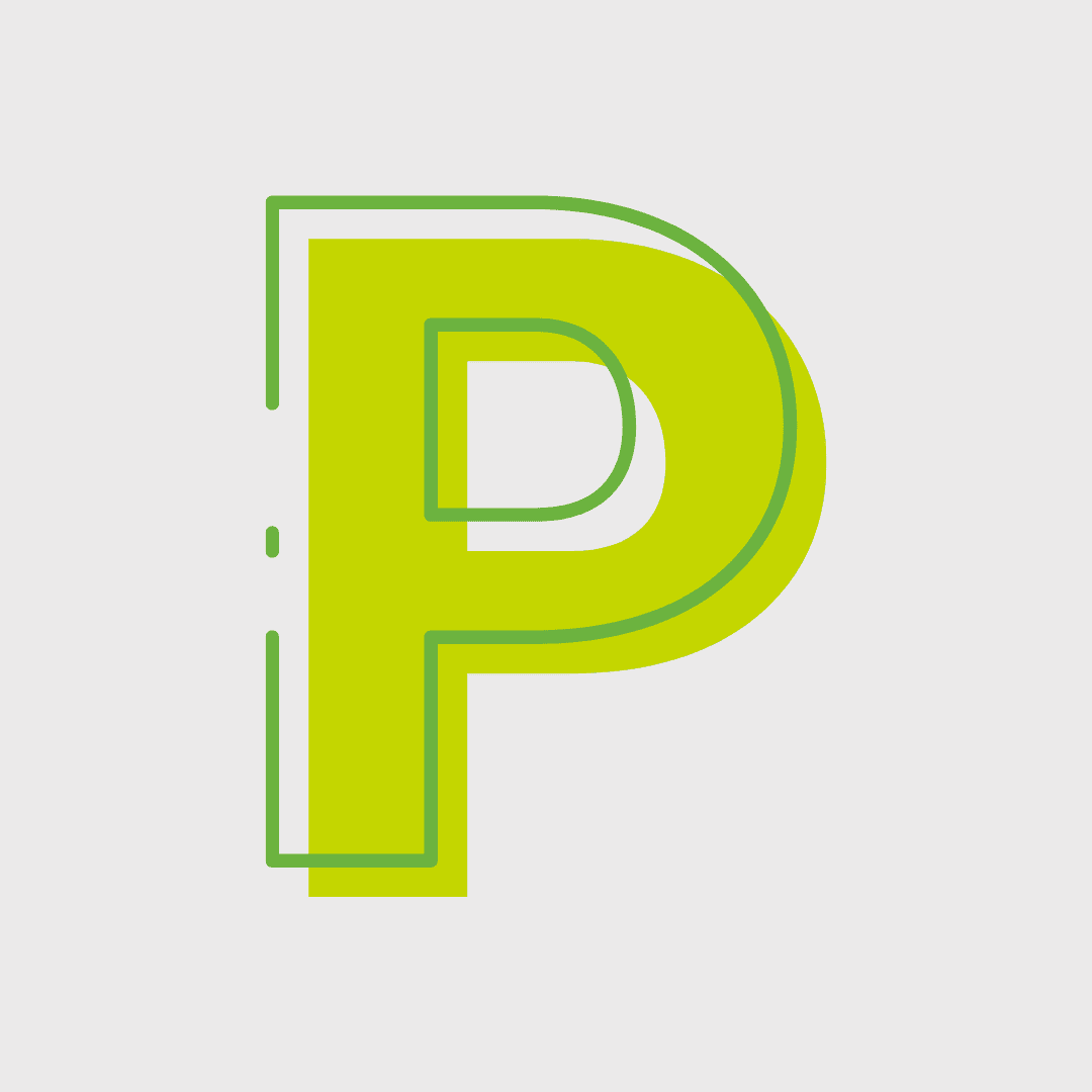 A colourful letter 'P'